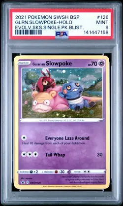 Galarian Slowpoke SWSH126 PSA 9 Holo Bleed Evolving Skies Promo Pokemon Card 🔥 - Image 1