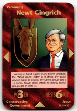 Newt Gingrich Card INWO Illuminati New World Order Assassins Game 71/122 LP - Image 1