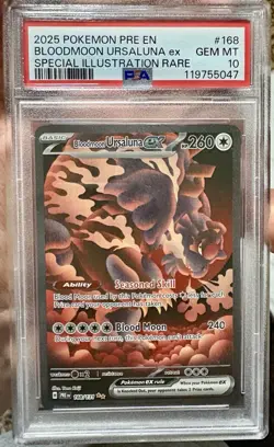 Pokemon TCG Bloodmoon Ursaluna ex 168/131 Sv: Prismatic Evolutions Holo PSA 10 - Image 1