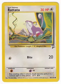 Rattata 89/130 - Base Set 2 - MP Common - Pokemon TCG - Image 1