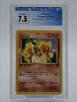 PONYTA 2000 POKEMON TEAM ROCKET 1ST EDITION COMMON 64/82 CGC 7.5 Q5650 - Image 1