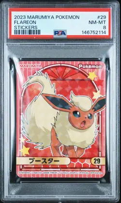 2023 MARUMIYA POKEMON STICKERS #29 FLAREON PSA 8 - Image 1