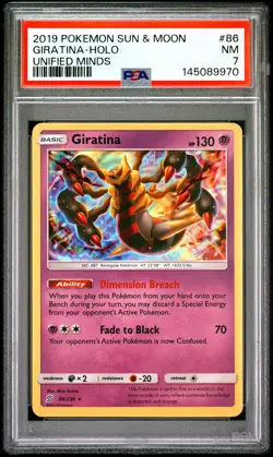2019 POKEMON SUN & MOON UNIFIED MINDS #86 GIRATINA-HOLO PSA 7 - Image 1