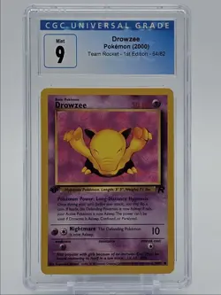 DROWZEE 2000 POKEMON TEAM ROCKET 1ST EDITION COMMON 54/82 CGC 9 Q5650 - Image 1