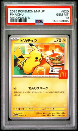 2025 POKEMON JAPANESE M-P PROMO MCDONALD'S #020 PIKACHU PSA 10 - Image 1