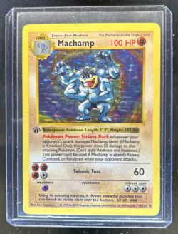 1999 Pokemon 1st Edition Shadowless Machamp Holo #8/102 - Image 1