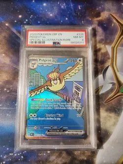 Pokemon PSA 8 NM-MT Pidgeot ex 225/197 Obsidian Flames Illustration FA Holo - Image 1
