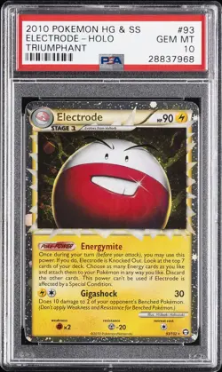 2010 POKEMON HEARTGOLD & SOULSILVER TRIUMPHANT #93 ELECTRODE-HOLO PSA 10 - Image 1