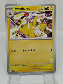 Pokemon Scarlet & Violet Black Star Promo - Ampharos SVP 109 Pikachu Stamp #47 - Image 1