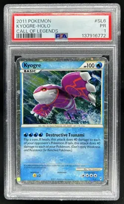2011 Pokemon Call of Legends Kyogre Holo #SL6 PSA 1 - Image 1