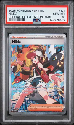2025 POKEMON WHT EN-WHITE FLARE SPECIAL ILLUSTRATION RARE #171 HILDA PSA 10 - Image 1