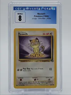 MEOWTH 1999 POKEMON JUNGLE COMMON 54/64 CGC 8 Q5650 - Image 1