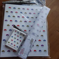 (Set of 3)Pokemon Center Collection File,Card Sleeves, PlayMat -Poke Ball Design - Image 1