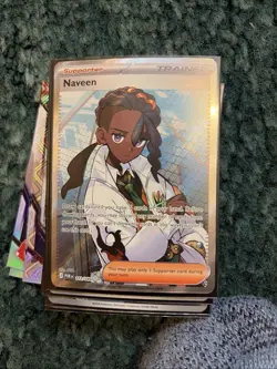 Pokemon Naveen Trainer Supporter 122/088 POBM Full Art Holo English Card - Image 1