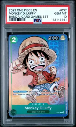 2023 ONE PIECE PROMOS BANDAI CARD GAMES SET #037 MONKEY D. LUFFY PSA 10 - Image 1