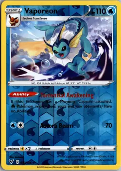 Vaporeon 030/185 R Vivid Voltage Pokemon Reverse Holo NM - Image 1