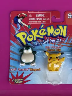 Vtg 1999 Pokemon Stationery Set Clip Magnet Eraser Pikachu Snorlax Squirtle - Image 2