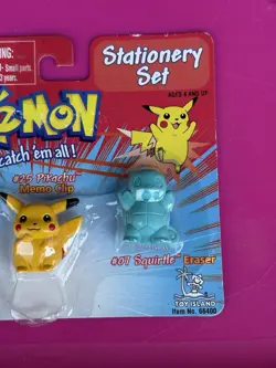 Vtg 1999 Pokemon Stationery Set Clip Magnet Eraser Pikachu Snorlax Squirtle - Image 3