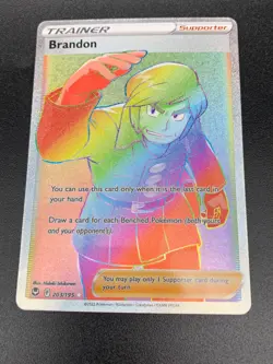 Brandon - 203/195 - Hyper Secret Rare Sword & Shield: Silver Tempest Pokemon NM - Image 1