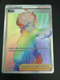 Bede 207/202 Hyper Secret Rare Sword and Shield Base Set Pokemon NM 2020 - Image 1