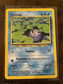 Pokemon TCG Poliwag Neo Discovery 62 Regular Unlimited Common LP - Image 1