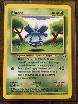 Pokemon TCG Pineco Neo Discovery 61 Regular Unlimited Common LP - Image 1