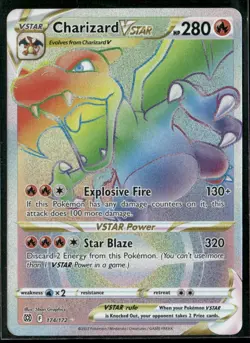 2022 Pokemon SWSH Brilliant Stars Secret #174 FA Full Art Charizard VStar - Image 1
