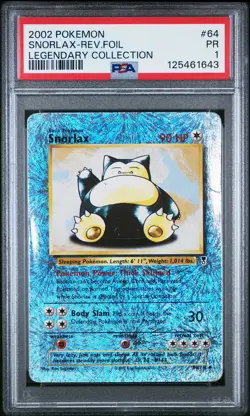2002 POKEMON LEGENDARY COLLECTION #64 SNORLAX-REVERSE FOIL PSA 1 - Image 1