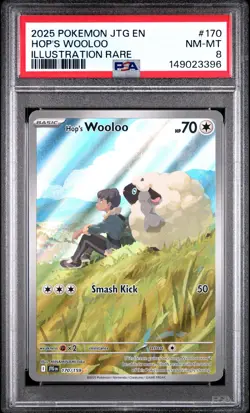 2025 POKEMON JTG EN-JOURNEY TOGETHER ILLUSTRATION RARE #170 HOP'S WOOLOO PSA 8 - Image 1