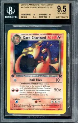 Dark Charizard Pokemon 2000 Holo Team Rocket 1st Edition English 4/82 BGS 9.5 - Image 1