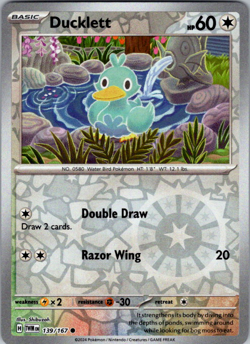 💥Pokemon - Ducklett - Reverse Holo - 139/167 - Twilight Masquerade (NM)💥 - Image 1