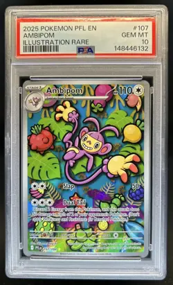 2025 Pokemon Phantasmal Flames Ambipom Illustration Rare #107/094 PSA 10 - Image 1