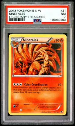 2013 POKEMON BLACK & WHITE LEGENDARY TREASURES #21 NINETALES PSA 7 - Image 1