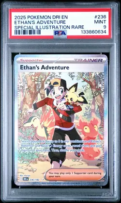 2025 POKEMON DESTINED RIVALS SPECIAL ILLUSTRATION RARE ETHAN'S ADVENTURE PSA 9 - Image 1