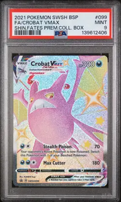 2021 POKEMON SWSH BLACK STAR PROMO #099 FULL ART/CROBAT VMAX PSA 9 - Image 1
