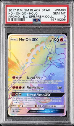 2017 POKEMON SM BLACK STAR PROMO #SM80 FULL ART/HO-OH GX PSA 10 - Image 1