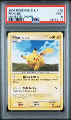 2008 POKEMON DIAMOND & PEARL MAJESTIC DAWN #70 PIKACHU PSA 9 - Image 1