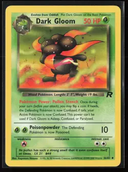 Dark Gloom 36/82 Uncommon Team Rocket WOTC Vintage Pokemon LP - Image 1