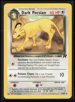 Dark Persian 42/82 Uncommon Team Rocket Pokemon LP - Image 1