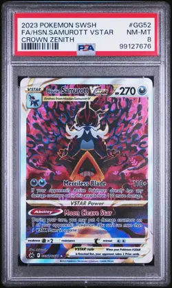 2023 POKEMON SWORD & SHIELD CROWN ZENITH FULL ART/HISUIAN SAMUROTT VSTAR PSA 8 - Image 1