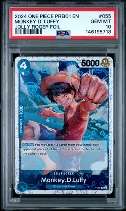 2024 ONE PIECE PREMIUM BOOSTER-THE BEST JOLLY ROGER FOIL MONKEY D. LUFFY PSA 10 - Image 1