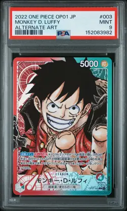 2022 ONE PIECE JAPANESE OP01-ROMANCE DAWN ALTERNATE ART MONKEY D. LUFFY PSA 9 - Image 1