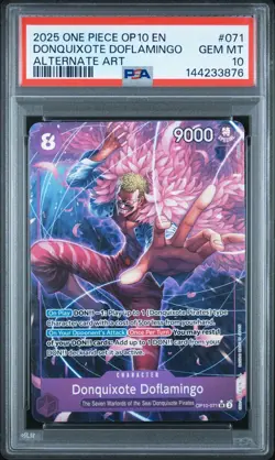 2025 One Piece OP10 En Donquixote Doflamingo Alternate Art #071 PSA 10 Gem - Image 1