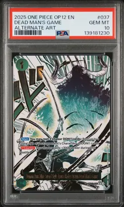 2025 ONE PIECE OP12-LEGACY OF THE MASTER ALT ART #037 DEAD MAN'S GAME PSA 10 - Image 1