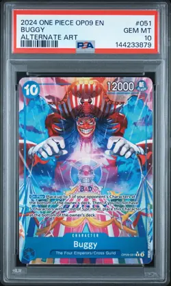 2024 One Piece OP09 En Buggy Alternate Art #051 PSA 10 Gem - Image 1