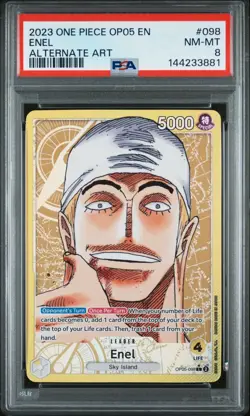 2023 One Piece OP05 En Enel Alternate Art #098 PSA 8 NM-MT - Image 1