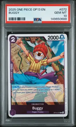 2025 ONE PIECE OP13-CARRYING ON HIS WILL #072 BUGGY PSA 10 - Image 1
