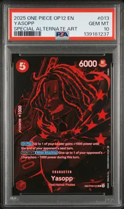 2025 ONE PIECE OP12-LEGACY OF THE MASTER SPECIAL ALTERNATE ART YASOPP PSA 10 - Image 1