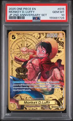 2025 ONE PIECE JAPANESE 2ND ANNIVERSARY SET #015 MONKEY D. LUFFY PSA 10 - Image 1