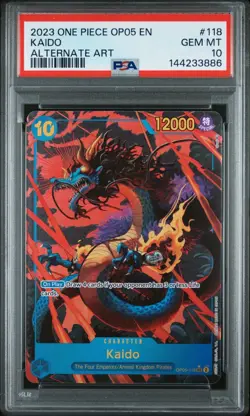 2023 One Piece OP05 En Kaido Alternate Art #118 PSA 10 Gem - Image 1